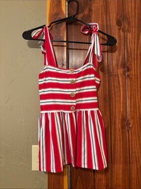 Good Luck Gem Red and White Striped Halter Tank Top